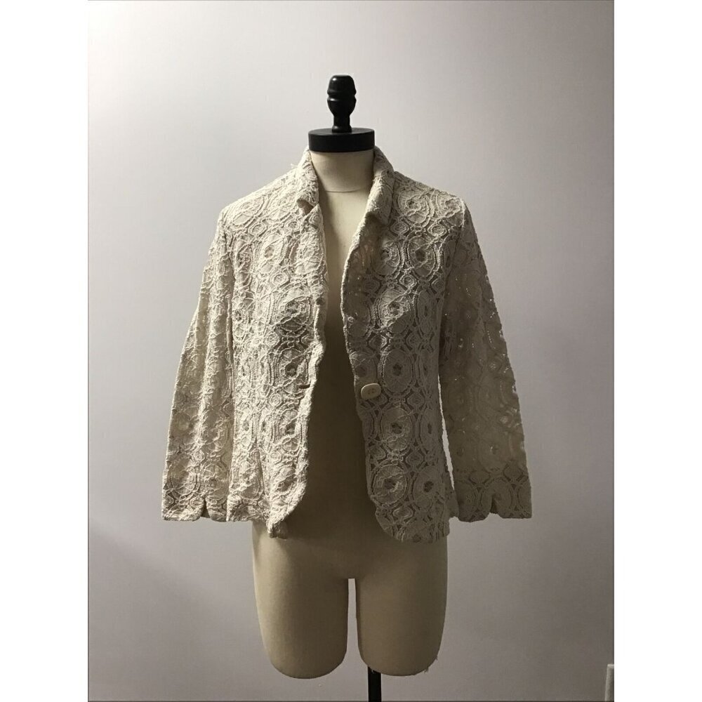 Cynthia rowley Woman’s White Lace Cardigan Size XL